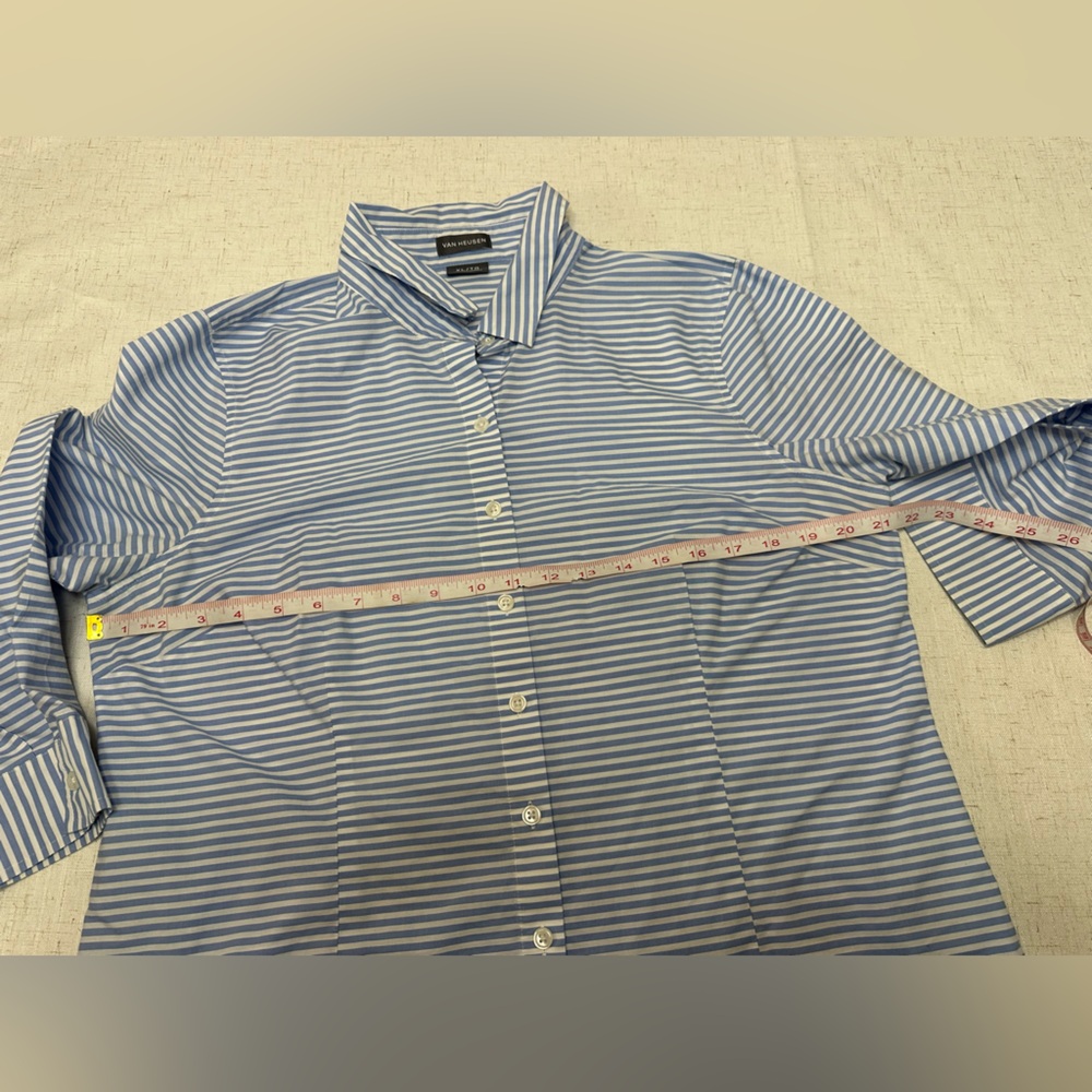 Van Heusen Blue and White Striped Button Down Shirt - Picture 6 of 8